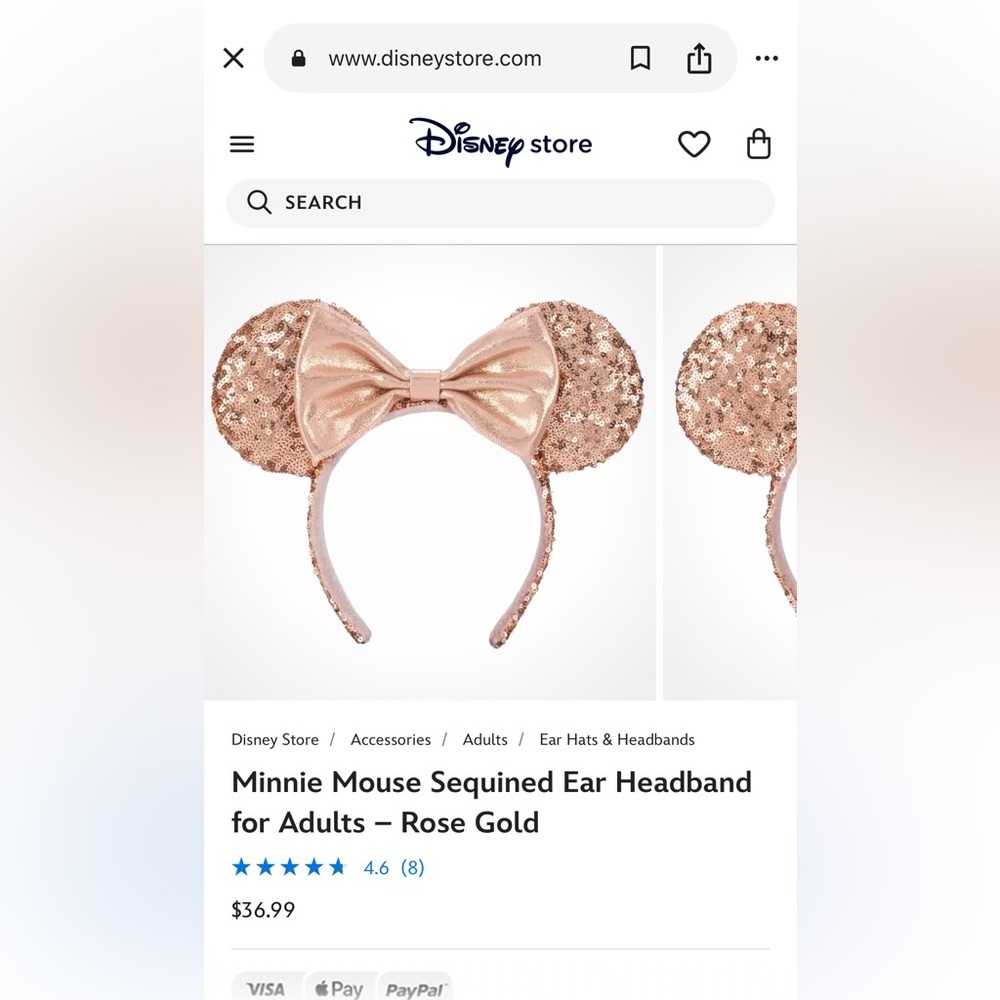 Minnie Mouse Sequined Ear Headband for Adults – Rose Gold - Picture 4 of 4